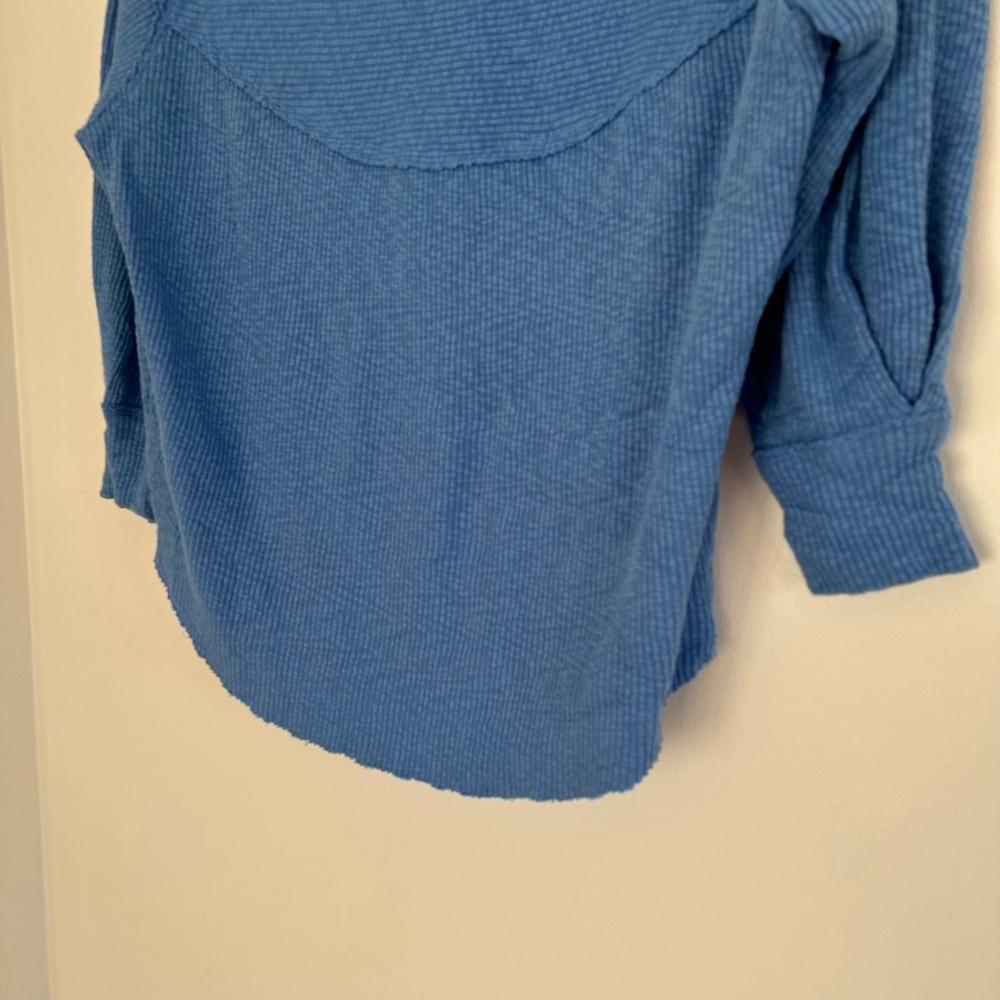 FREE PEOPLE We The Free OG Slouchy Oversize Thermal Long Sleeve Pullover Blue - Picture 7 of 15